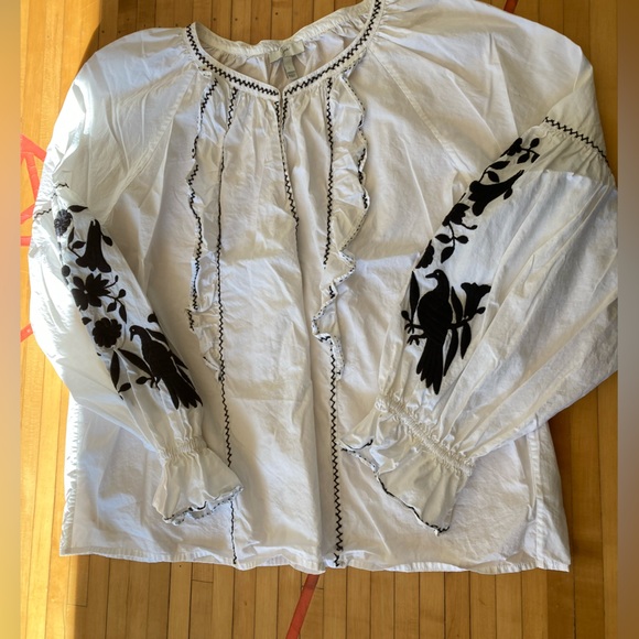 Joie Large Womens Embroidered Peasant Pullover Blouse, Style - Picture 2 of 9